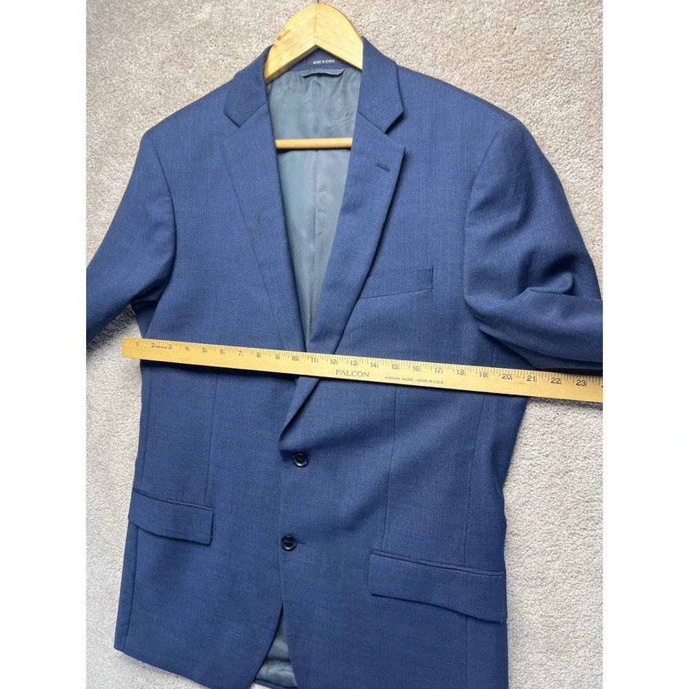 Claiborne Navy Blue Wool Blend Suit Jacket Blazer Sports Coat Two Button Men 40L